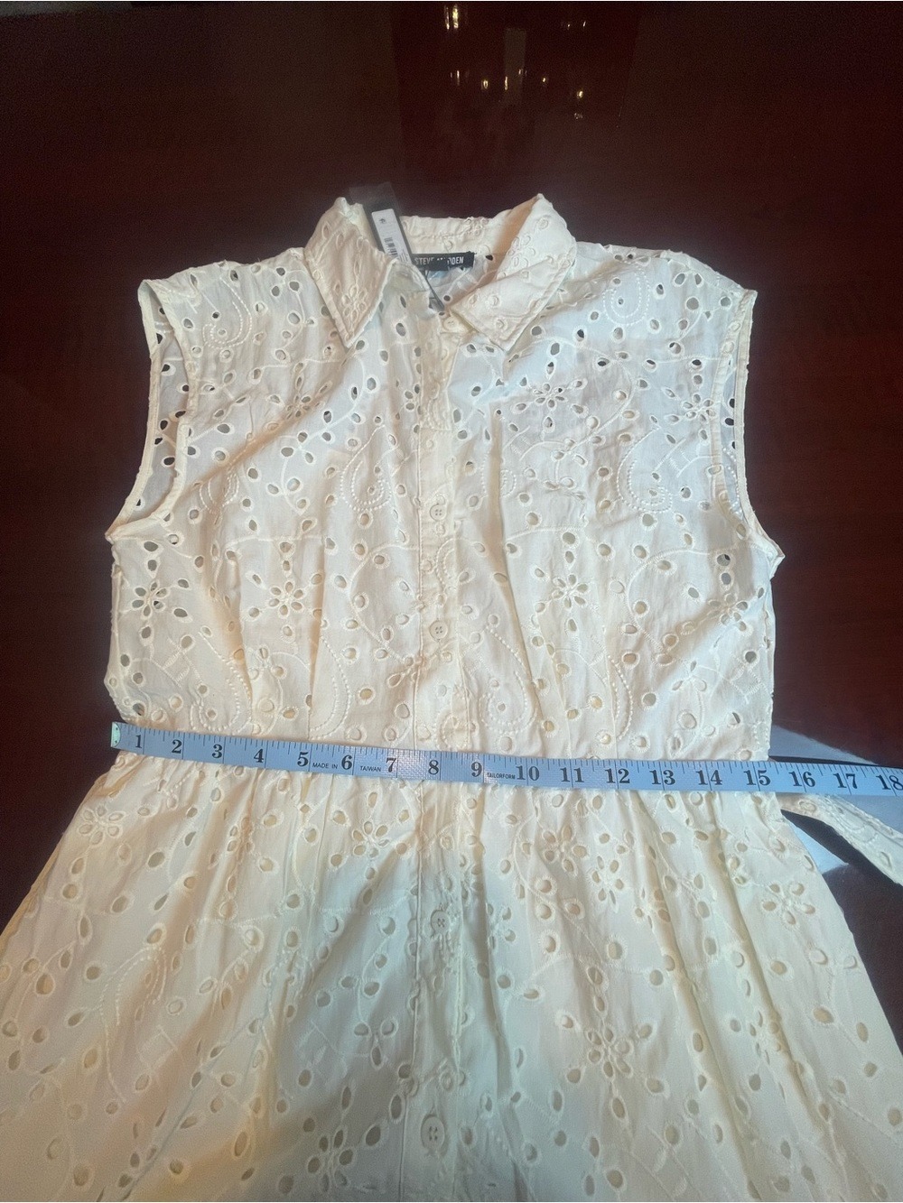 NWT Steve Madden Clover Eyelet Maxi Dress Marshmallow White Cotton Size Medium - Picture 7 of 11